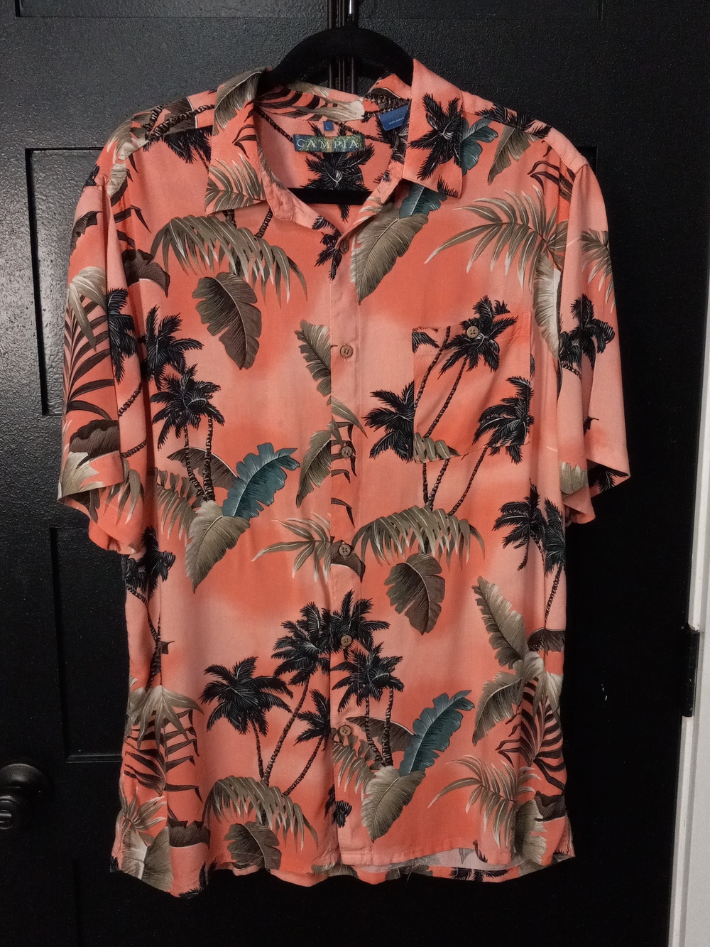 Campia Coral Palm-Print Short-Sleeve Button-Down Shirt